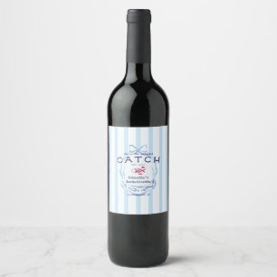 Perfect Catch Beach Preppy Fishing Bachelorette Wine Label