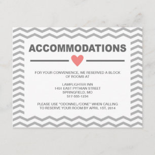 Perfect Chevron Coral and Grey Accommodations Card