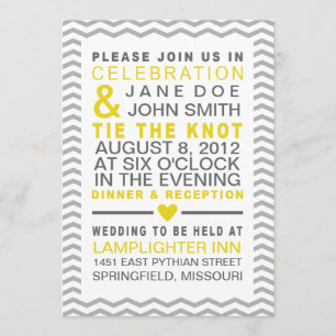 Perfect Chevron Yellow & Grey Invitation
