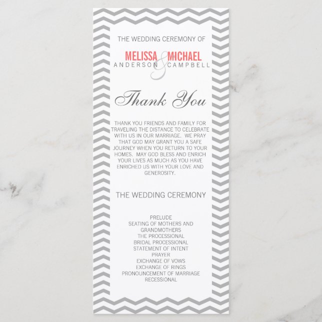 Perfect Chevron/Zig Zag Wedding Program Programme (Front)