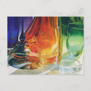 "Perfect Curves" Art Glass Watercolor Postcard