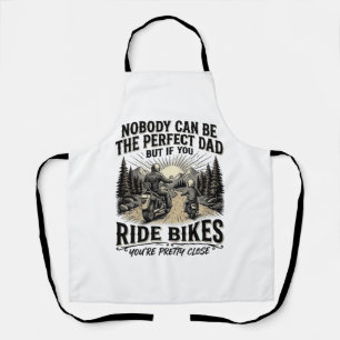Perfect Dad Ride Bikes Vintage Biker Shirt Design_ Apron
