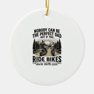 Perfect Dad Ride Bikes Vintage Biker Shirt Design_ Ceramic Tree Decoration