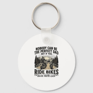 Perfect Dad Ride Bikes Vintage Biker Shirt Design_ Key Ring