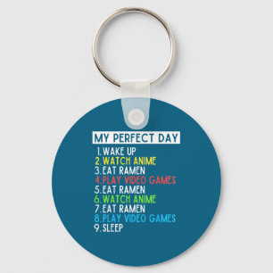 Perfect Day Anime Gaming Ramen Lover Funny Eat Sle Key Ring