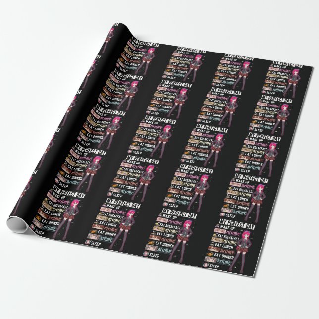 Perfect Day Anime Otaku Girl Japanese Manga Wrapping Paper (Unrolled)