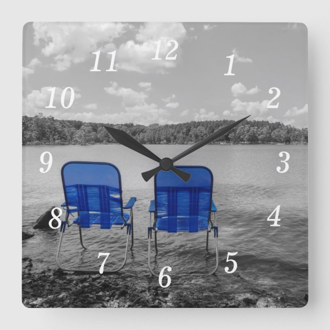 Perfect Day At The Lake Grayscale Wall Clock (Front)