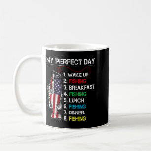 Perfect Day Fishing Gift Fishermen Aamerican Flag Coffee Mug