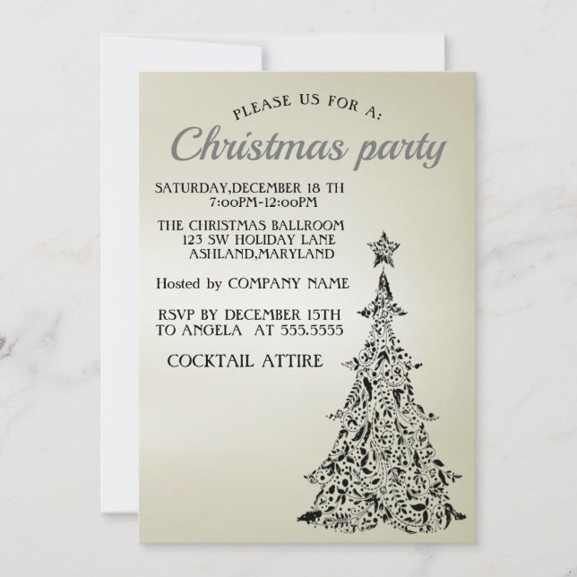 Perfect, Elegant, Beautiful Christmas Tree Invitation (Front)