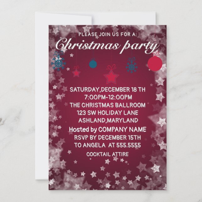 Perfect, Elegant, Red Christmas Invitation  (Front)
