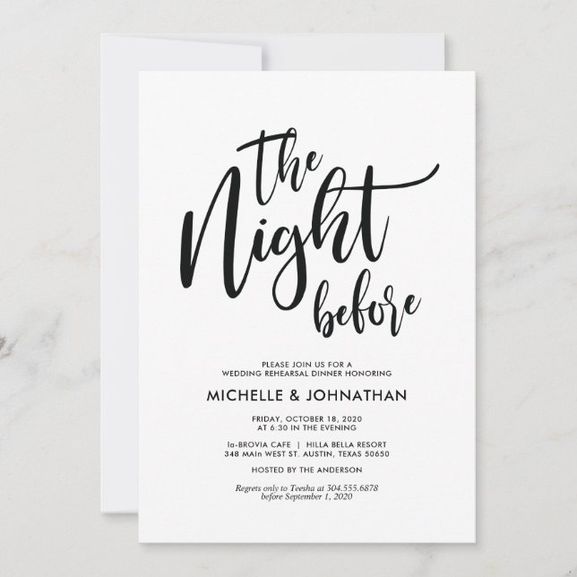 Perfect Elegant Wedding Rehearsal Dinner Invites (Front)