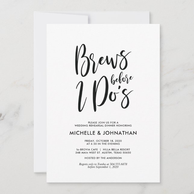 Perfect Elegant Wedding Rehearsal Dinner Invites (Front)