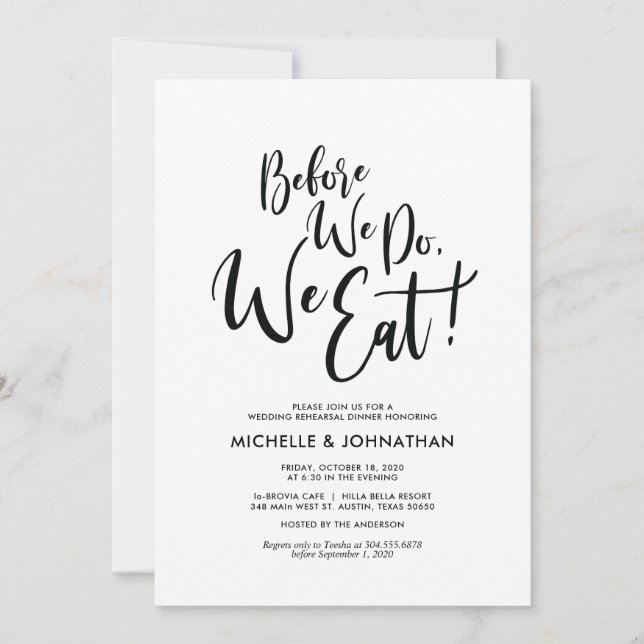 Perfect Elegant Wedding Rehearsal Dinner Invites (Front)