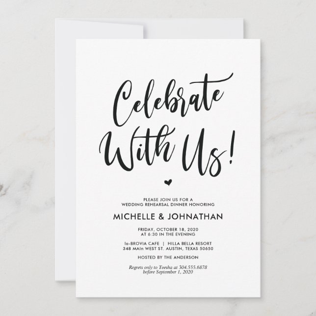Perfect Elegant Wedding Rehearsal Dinner Invites (Front)