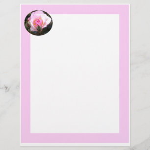 Perfect English Pink Rose Custom Letterhead