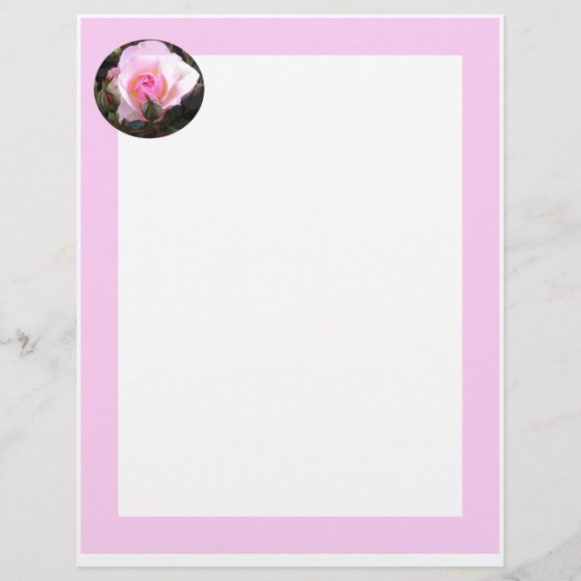 Perfect English Pink Rose Custom Letterhead (Front)