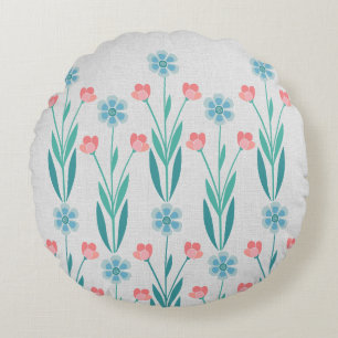 Perfect  Floral Garden Dusty Blue & Blush Pink Round Cushion