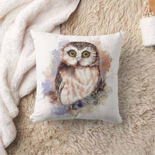 Perfect for bold, cosy spaces Owl Watercolor Print Cushion