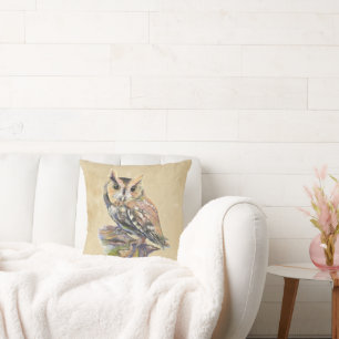 Perfect for bold, cozy spaces Owl Watercolor Print Cushion