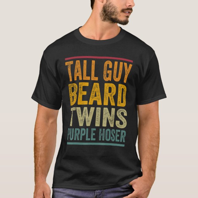 Perfect For Kids Dude  Tall Guy Beard Twins Purple T-Shirt (Front)