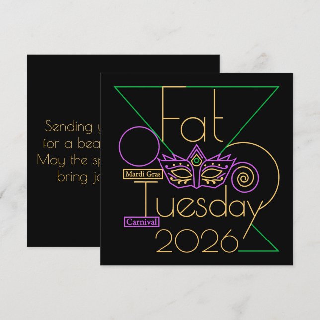 Perfect for Mardi Gras 2026 Holiday Card (Front/Back)
