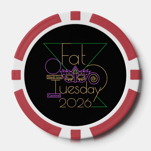 Perfect for Mardi Gras 2026 Poker Chips (Front)