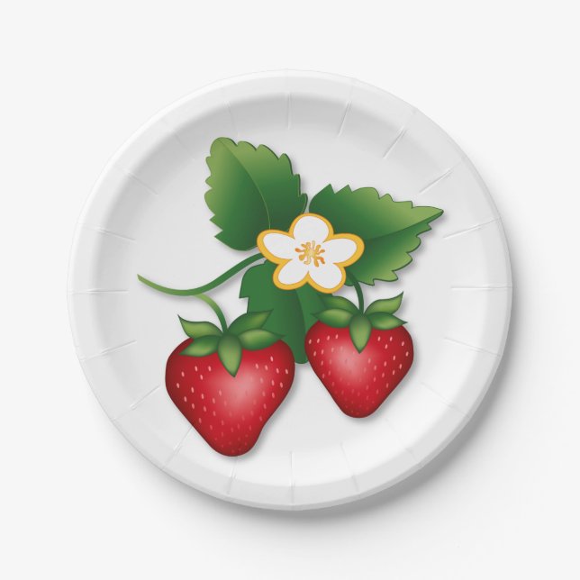 Perfect for Strawberry Pie or Strawberry Shortcake Paper Plate (Front)