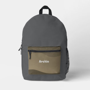 Perfect For Travel Name Rustic Camo Print Grey  Printed Backpack