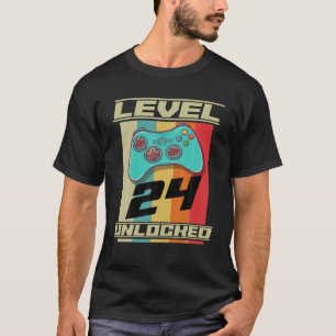 Perfect Gaming Design Level 24 Unlocked 24Th Gamer T-Shirt