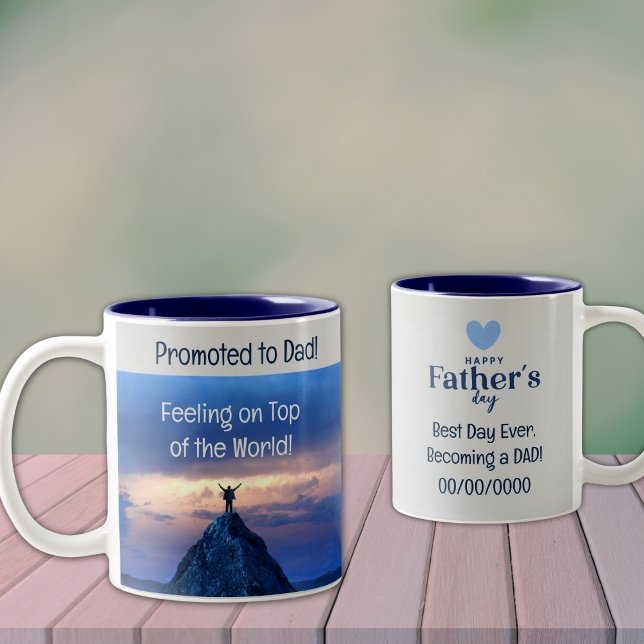Perfect Gift for a New Dad. Two-Tone Coffee Mug. Mug (Personalize to add your names/dates.  Customize to change text, color or style.)