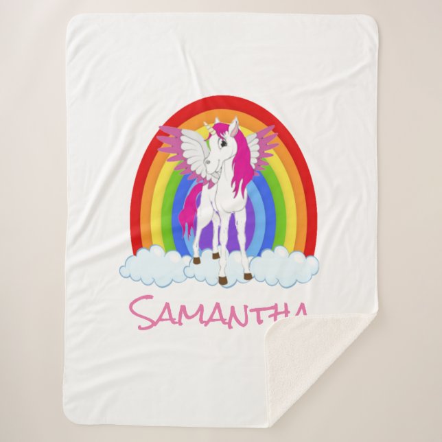 Perfect Gift Personalised Unicorn Sherpa Blanket (Front)
