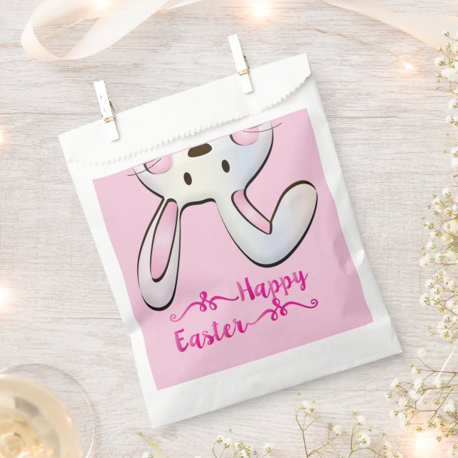 Perfect Happy Easter, Pink Bunny Favour Bags (Clipped)