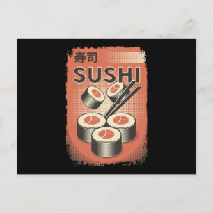 Perfect Japanese Sushi Food Vintage Style Design Postcard