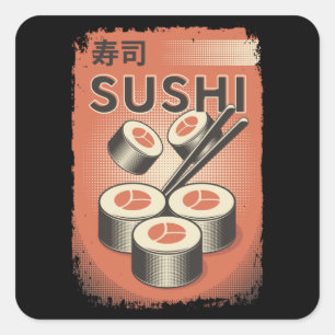 Perfect Japanese Sushi Food   Vintage Style Design Square Sticker