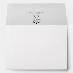 'Perfect Love, Perfect Round' Black White Wedding Envelope