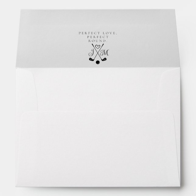 'Perfect Love, Perfect Round' Black White Wedding Envelope (Back (Bottom))