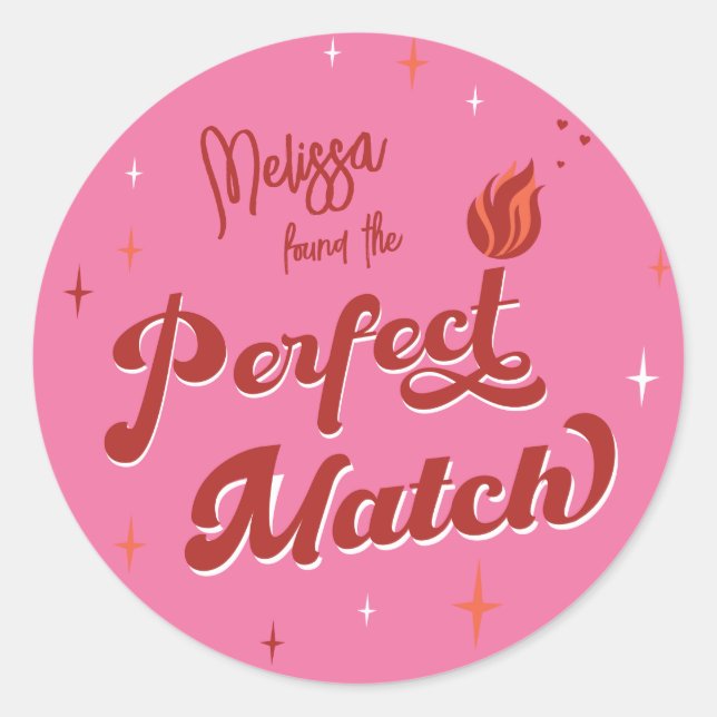 Perfect Match Bachelorette Party Classic Round Sticker (Front)