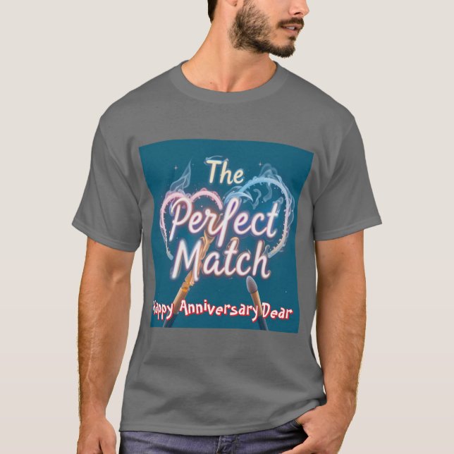 Perfect Match Burning Hearts Mens Tshirt (Front)