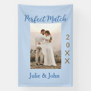 perfect match couple photo year name blue trendy m banner
