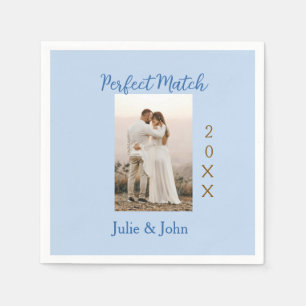 perfect match couple photo year name blue trendy m napkin