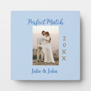 perfect match couple photo year name blue trendy m plaque