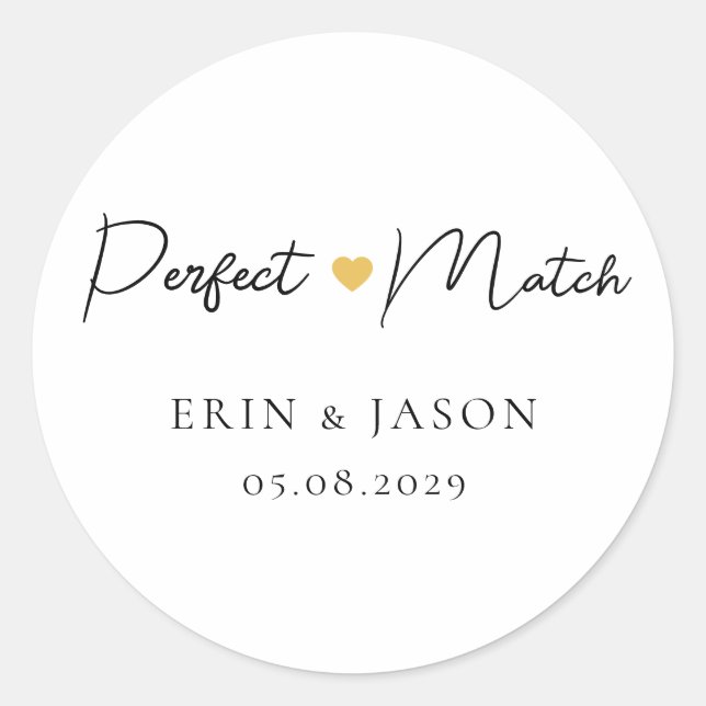 Perfect Match! Elegant, Simpel  Classic Round Sticker (Front)