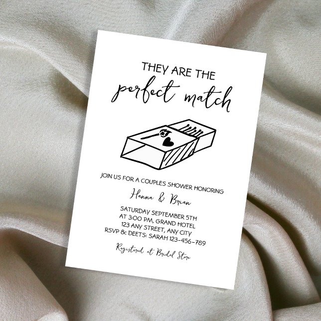 Perfect Match Hand Drawn Couples Shower Invitation (Perfect Match Hand Drawn Couples Shower Invitation)
