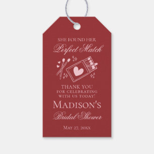 Perfect Match Matchbox Bridal Shower Favor Gift Tags