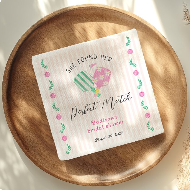 Perfect Match Pickleball Bridal Shower Welcome Napkin (Creator Uploaded)
