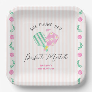 Perfect Match Pickleball Bridal Shower Welcome Paper Plate
