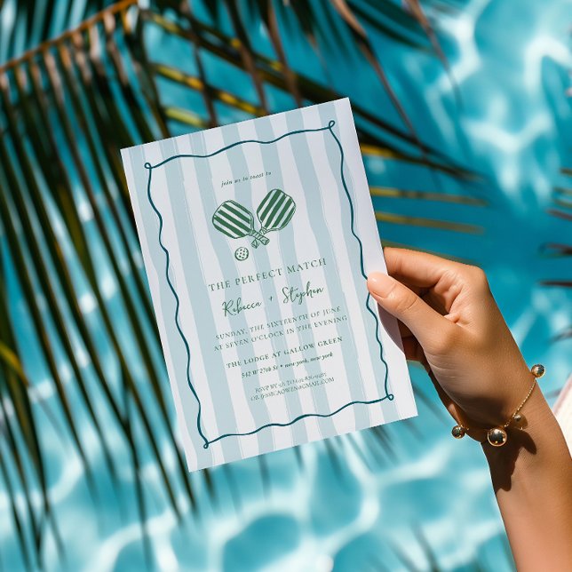 Perfect Match | Pickleball Country Club Engagement Invitation (Creator Uploaded)