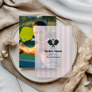 Perfect Match Preppy Pickleball Bridal Shower Vellum Invitations