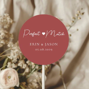 Perfect Match! Red, Elegant, Simpel Classic Round Sticker