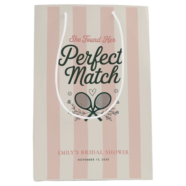 Perfect Match Social Club Tennis Bridal Shower Medium Gift Bag (Front)